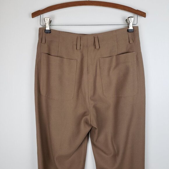 Akris Punto Dress Pants Mocha Brown Wool High Rise Tapered Leg Womens Size 6 - Picture 5 of 9